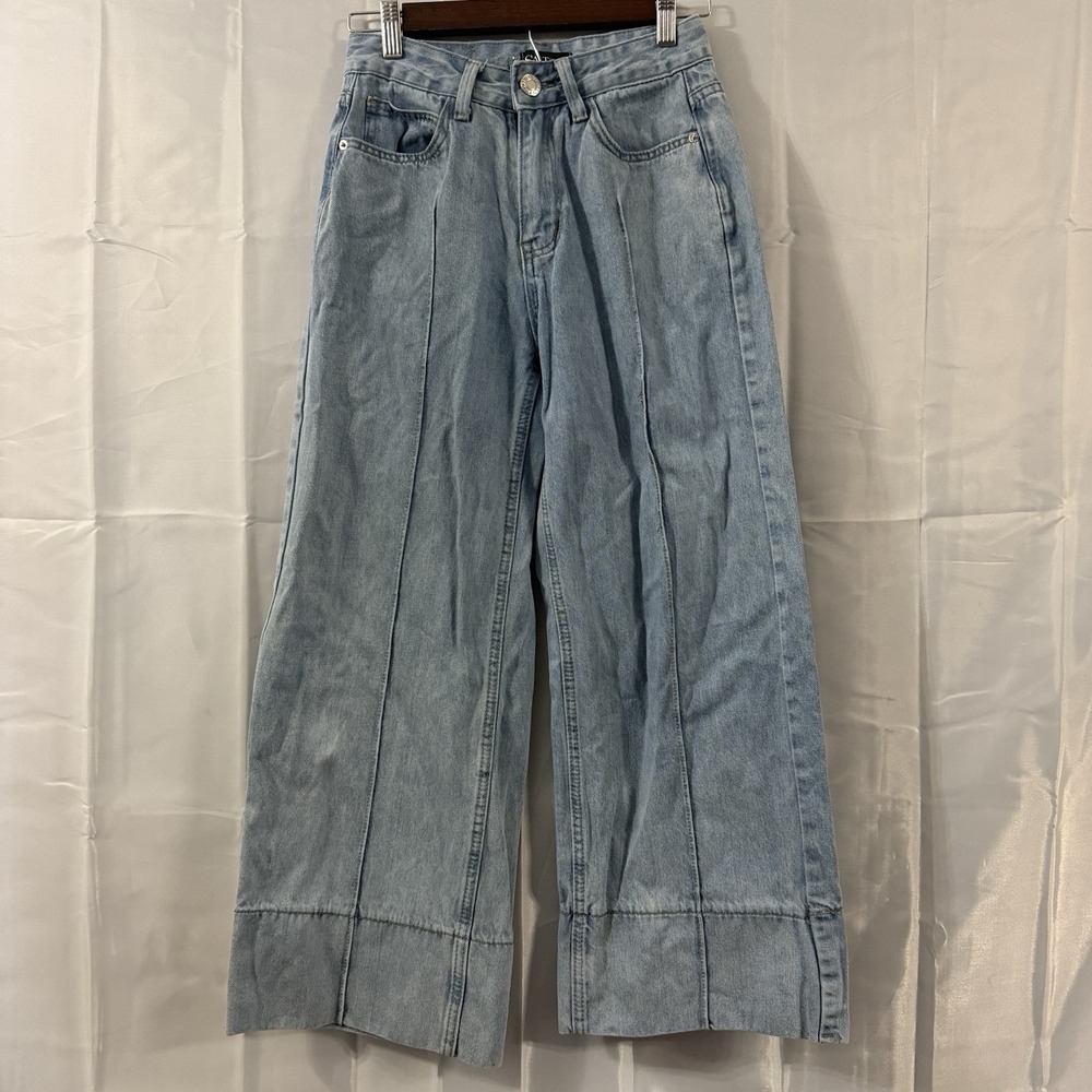 Ankle Palazzo Jeans Women 36 Fits 26x25.5 Denim Cotton Wide Leg Festival‎ Boho